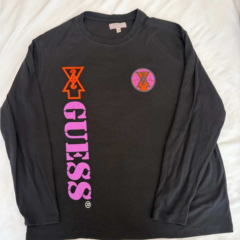 Guess Black Grapic Long Sleeve T